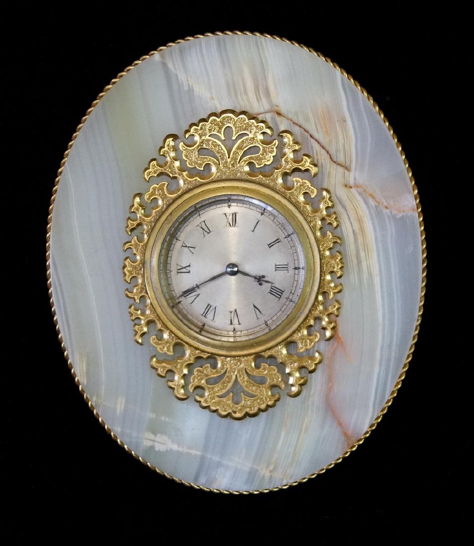 ONYX CLOCK W/BRONZE MOUNTS : A. PEGLER SOUTHAMPTON (1 of 5)