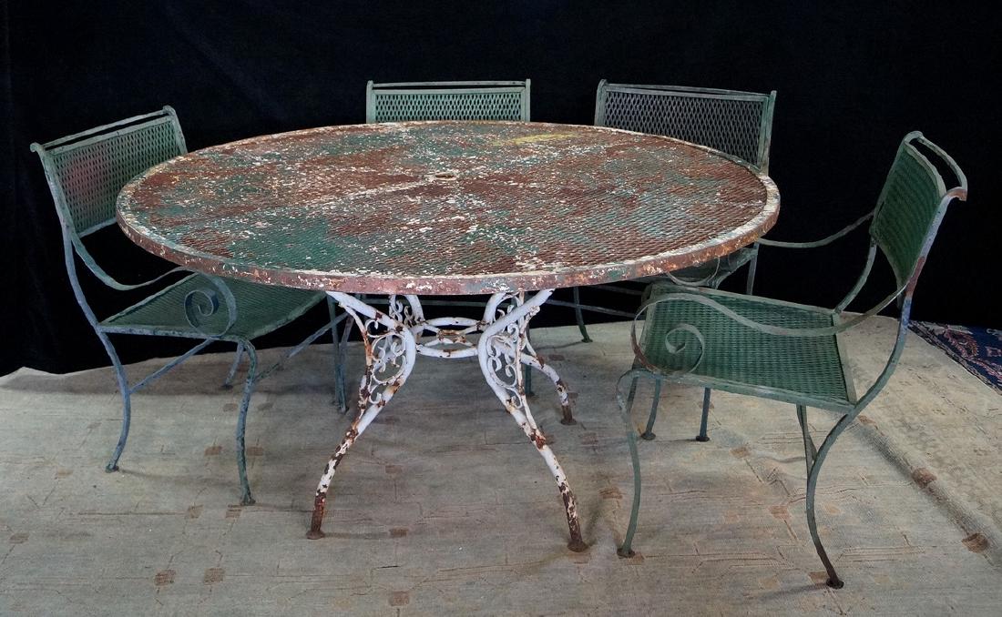 5 PC. SALTERINI ? SET; TABLE 29"H 54" DIA. 4 CHAIRS (1 of 10)