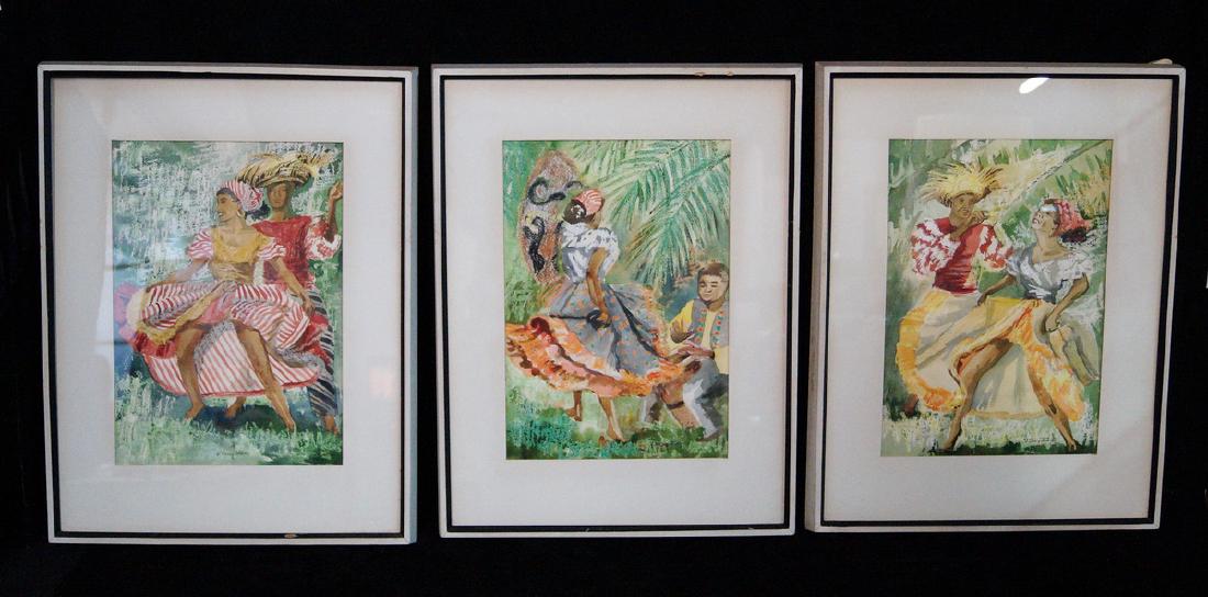 V. BERGSTROM SGN.  3 WORKS ON PAPER "DANCERS" (1 of 4)