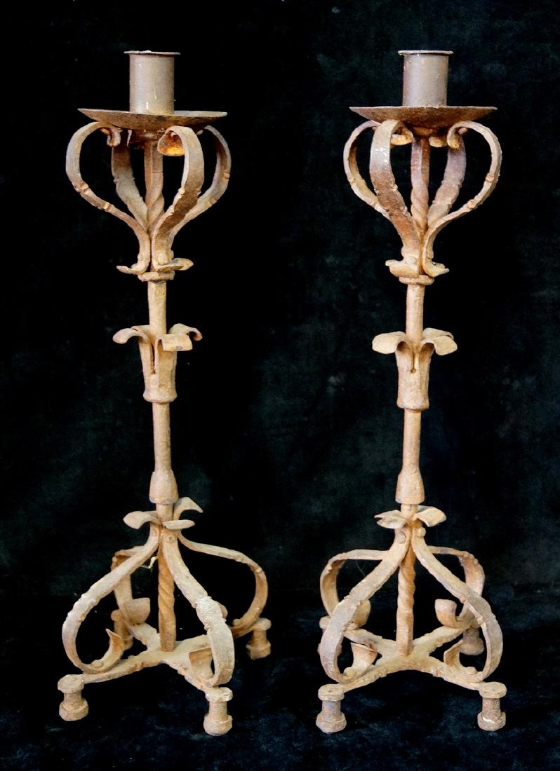 PR. WROUGHT IRON CANDLESTICKS (1 of 3)