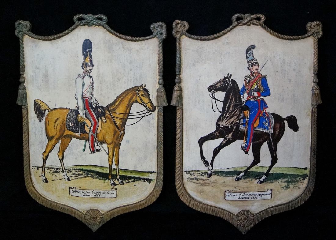 PR. HAND PAINTED WOOD SHIELD FORM PLAQUES (1 of 7)