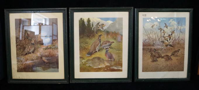 3 1944 LYNN BOGUE HUNT FIELD & STREAM PRINTS: 3 1944 LYNN BOGUE HUNT FIELD & STREAM PRINTS "GROUSE" 12.5X10"