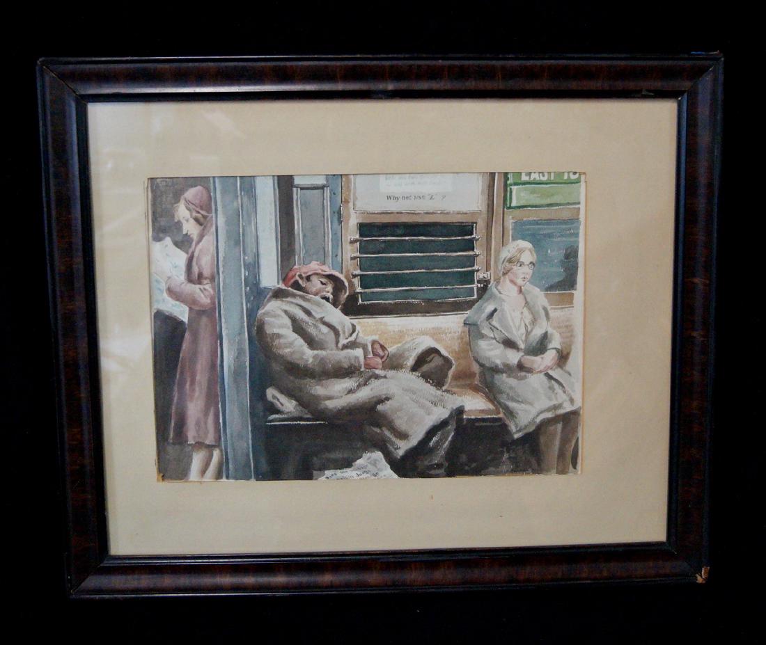 REGINALD MARSH ILLUSTRATOR SGN. WATERCOLOR "WHY NOT THE: REGINALD MARSH ILLUSTRATOR SGN. WATERCOLOR "WHY NOT THE 'L'?" 10X14"