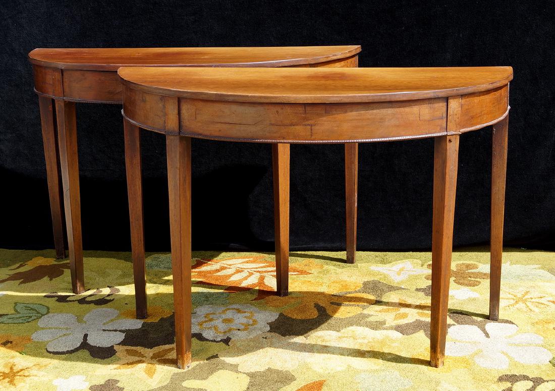 PR. ANTIQUE MAHOGANY DEMI LUNE CONSOLES (1 of 8)