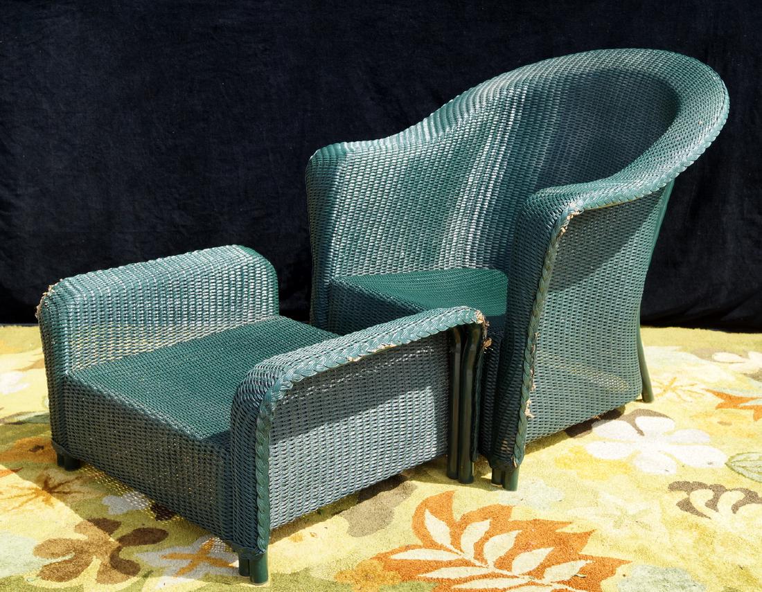 WICKER ARM CHAIR & OTTOMAN (1 of 4)