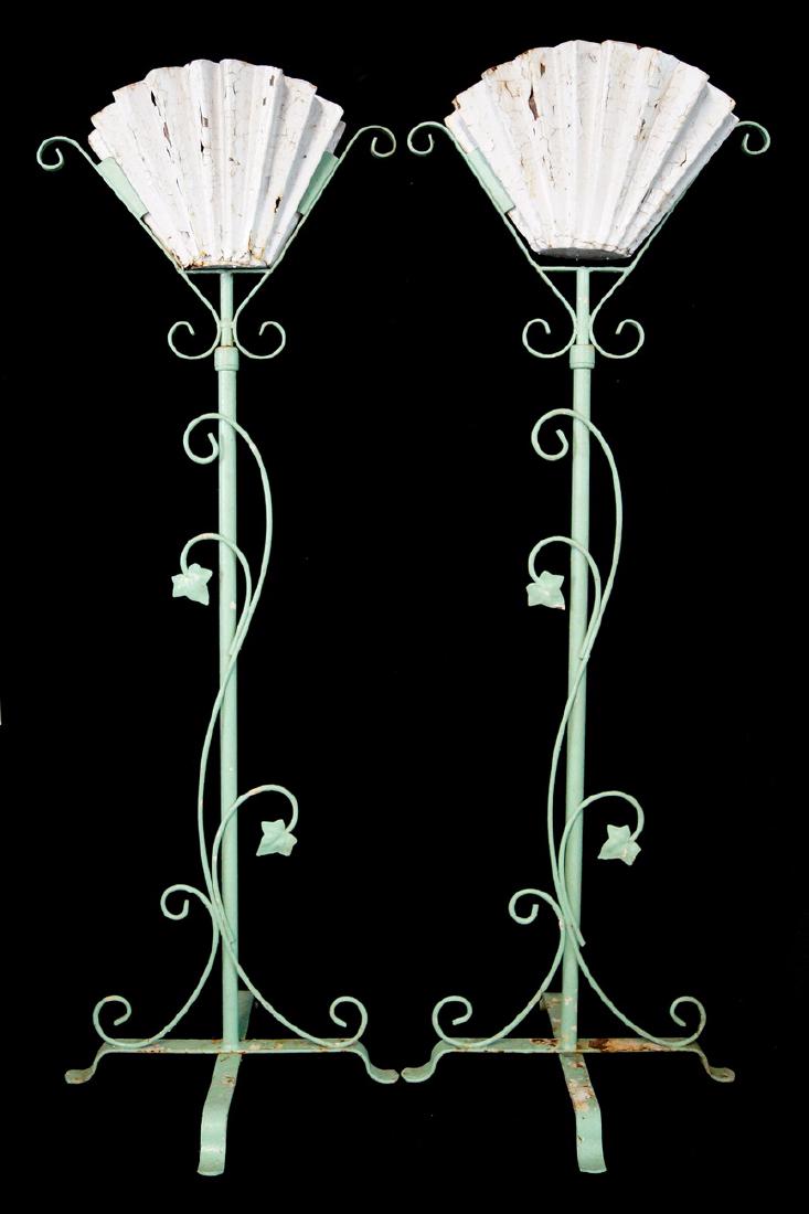 PR. WROUGHT IRON STANDING PLANTERS (1 of 10)