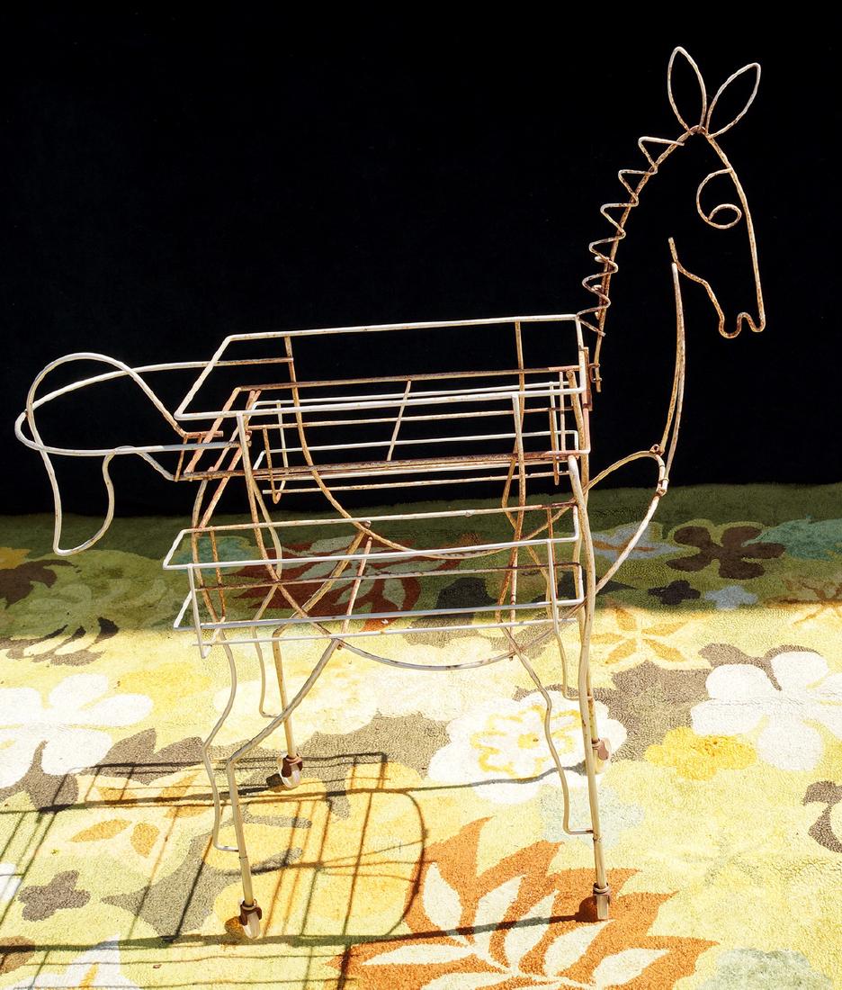 HORSE FIGURAL WROUGHT IRON BAR CART (1 of 4)