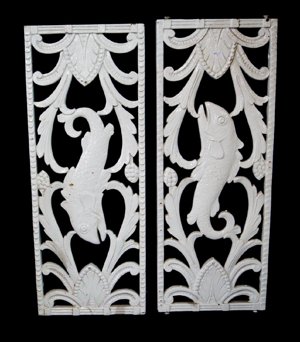 PR. PAINTED IRON GRATES W/ FISH MOTIF (1 of 5)