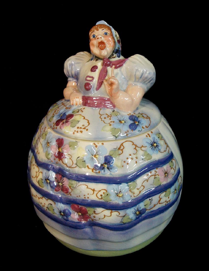 HELEN HUTULA'S TAT-L-TALE COOKIE JAR: HELEN HUTULA'S TAT-L-TALE COOKIE JAR 10.5"H