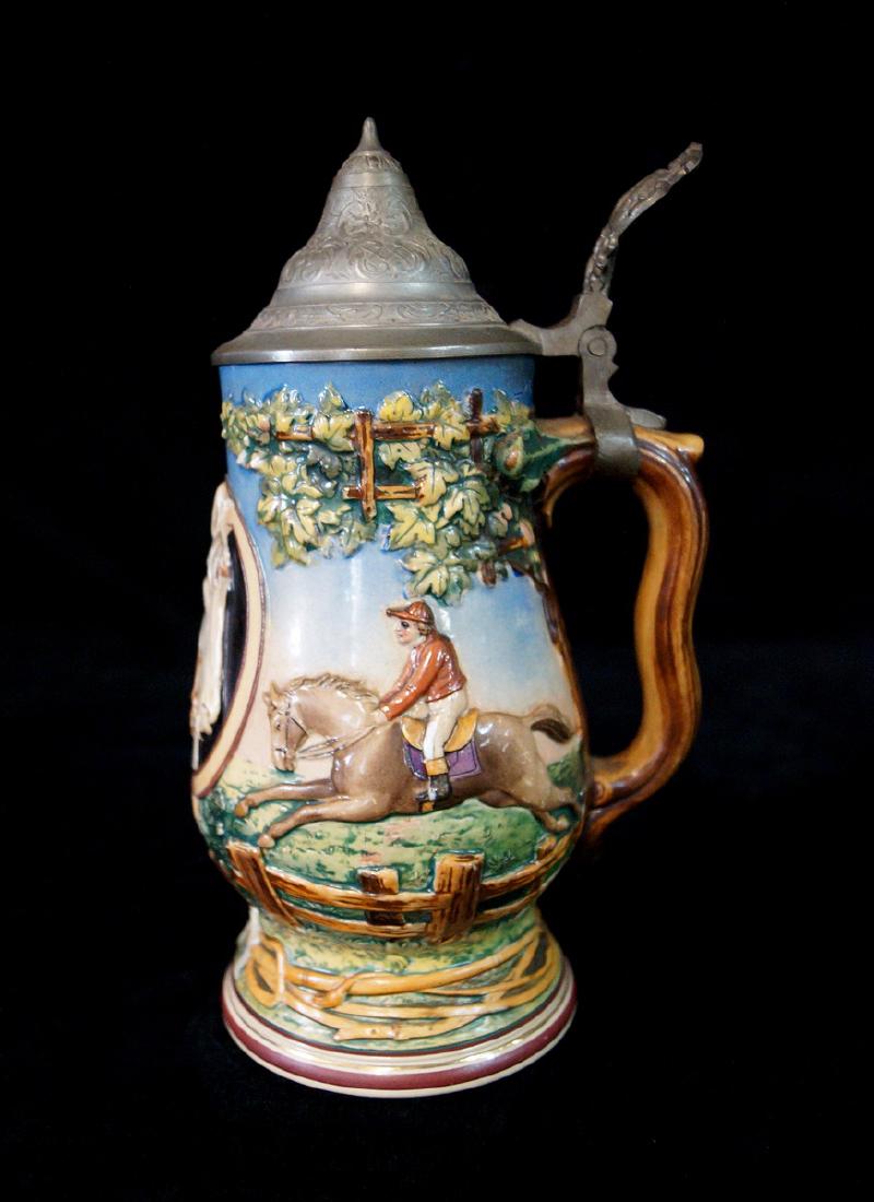 GERMAN PORCELAIN HORSE FIGURAL STEIN  GESETZL  GESHUTZ (1 of 5)
