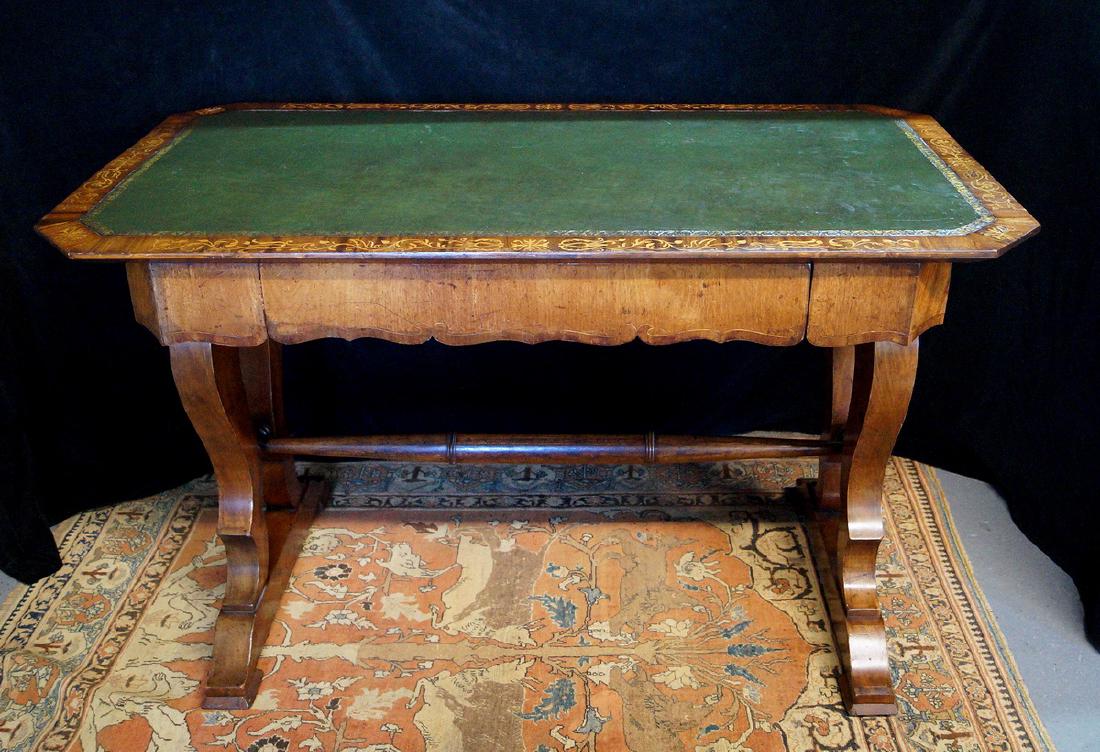 19TH C. DUTCH MARQUETRY LEATHER TOP DESK (1 of 7)