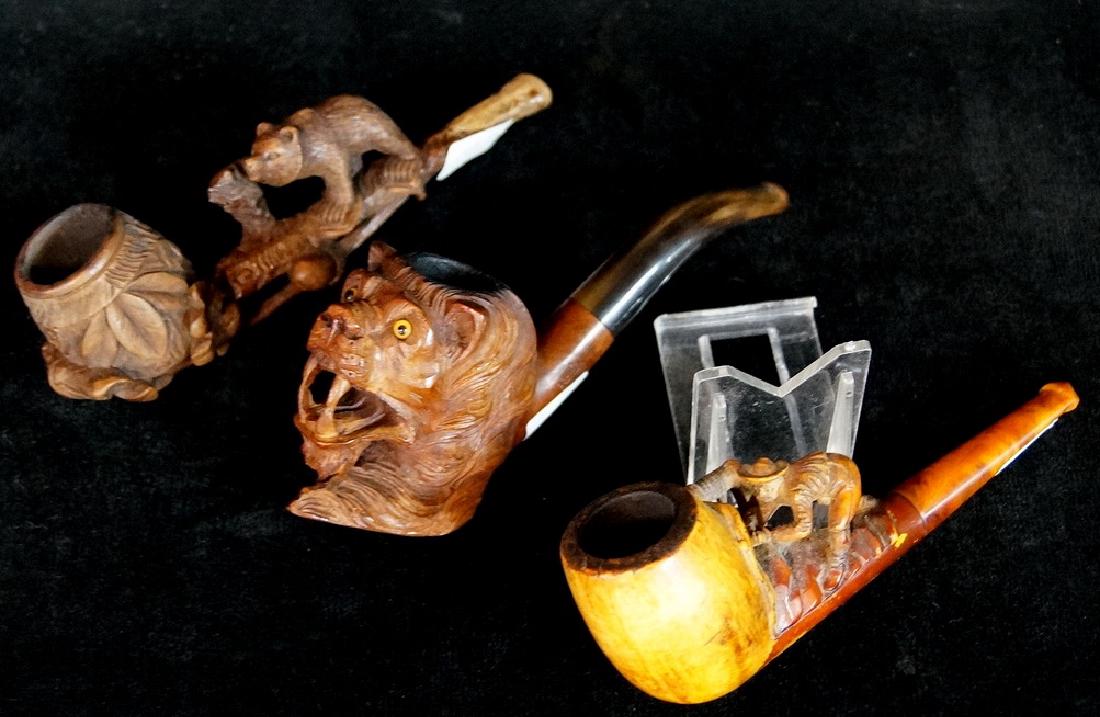 2 MEERSCHAUM PIPES & 1 BLACK FOREST: 2 MEERSCHAUM PIPES & 1 BLACK FOREST 2.5" X 4"X 6" LNGST