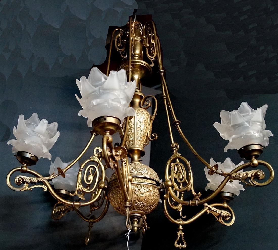BRONZE FIXTURE: BRONZE 6 LIGHT FIXTURE 34"H