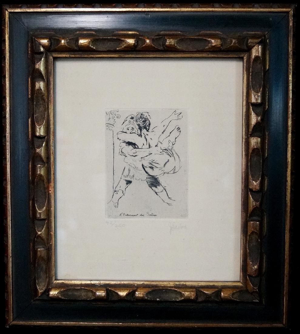 JACK LEVINE ENGRAVING: JACK LEVINE HAND SGN. & NUMBERED ENGRAVING 4.5X3"