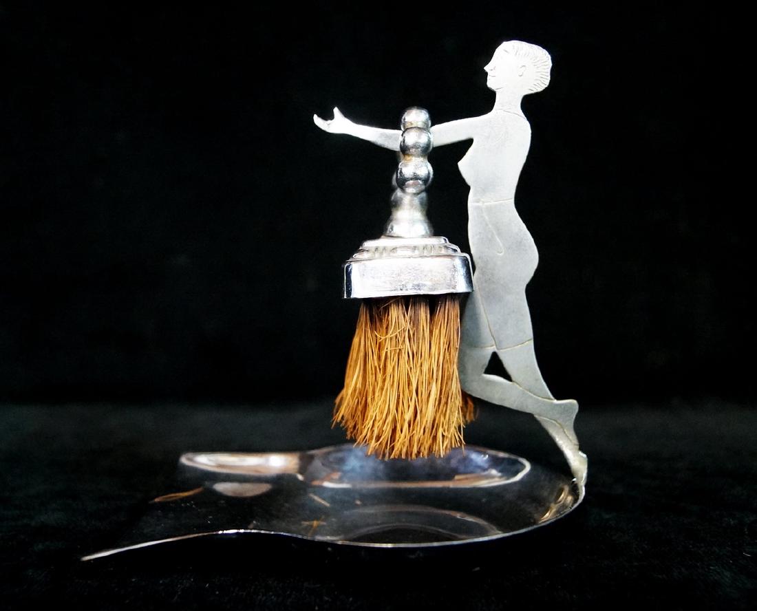 FIGURAL CHROME SILENT BUTLER: FEMALE FIGURAL CHROME SILENT BUTLER 6"H