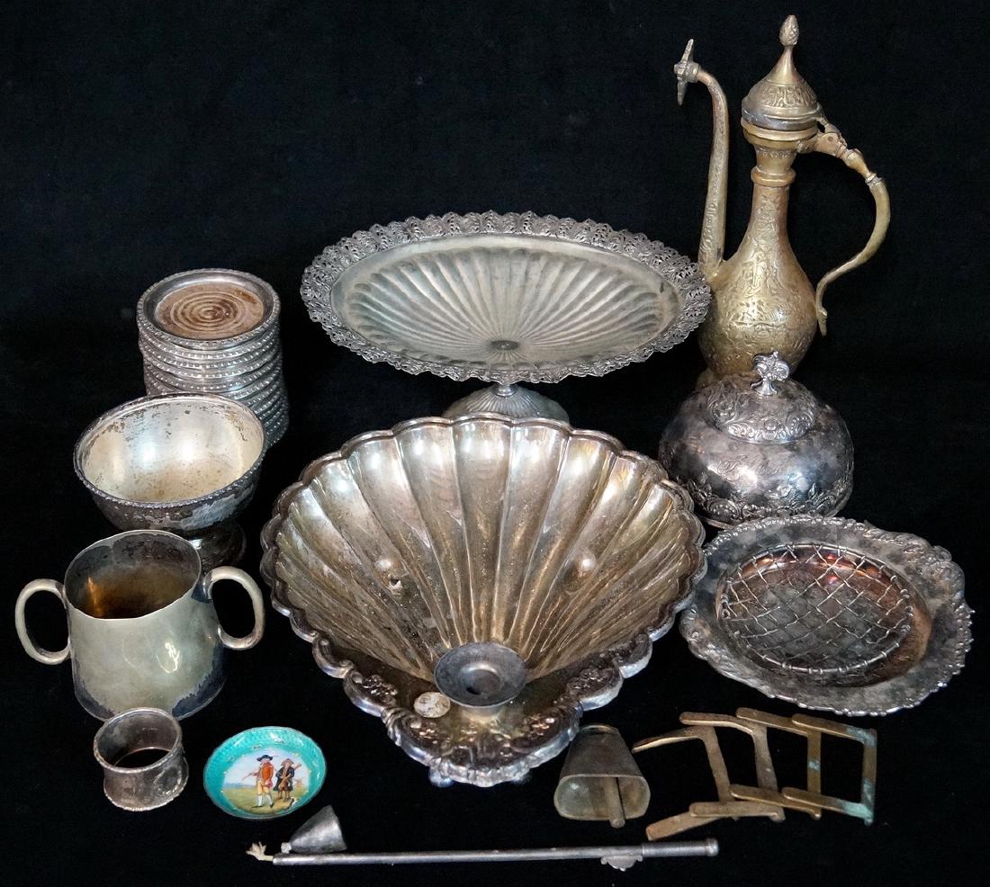 LOT OF STERLING & SILVERPLATE: LOT OF STERLING & SILVERPLATE INC. WINE COASTERS