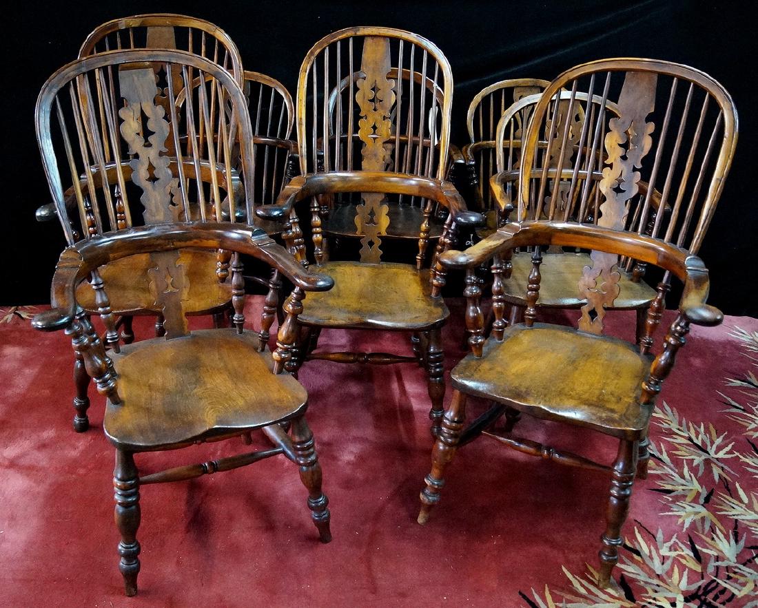 GROUP OF 8 WINDSOR CHAIRS INC. 4 HIGH BACK: GROUP OF 8 WINDSOR CHAIRS INC. 4 HIGH BACK 46H X 23W X 19D