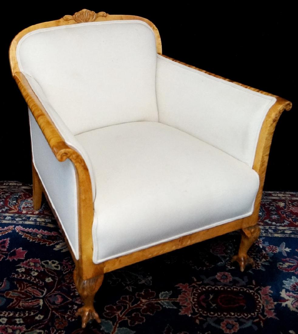 BIEDERMEIER UPHOLSTERED BERGERE: BIEDERMEIER UPHOLSTERED BERGERE 30"H 29"W 28"D