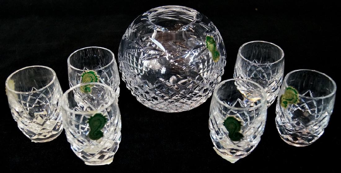 6 WATERFORD SHOT GLASSES & SMALL ROSE BOWL: 6 WATERFORD SHOT GLASSES & SMALL ROSE BOWL