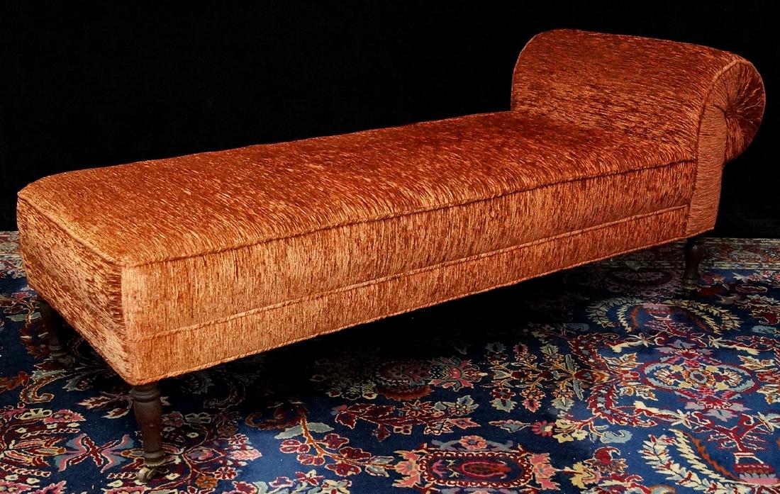ENGLISH CHENILLE UPHOLSTERED CHAISE: ENGLISH CHENILLE UPHOLSTERED CHAISE 26"H 70"L 27"D