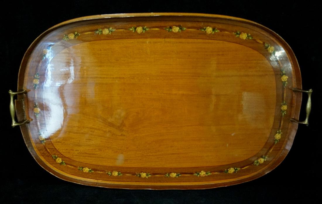 EDWARDIAN DECORATED TRAY: EDWARDIAN DECORATED TRAY 25"L X 15W