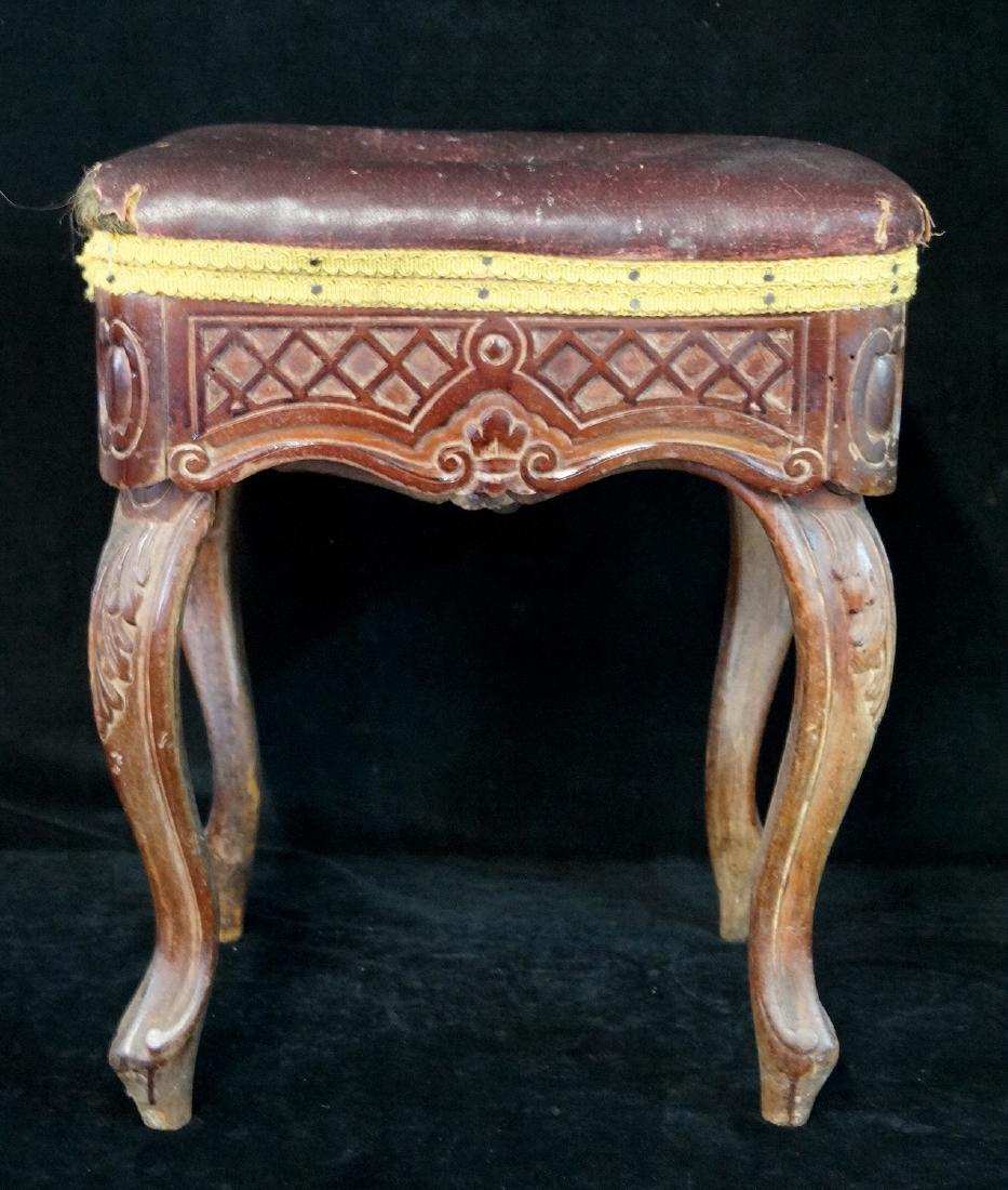 ANTIQUE FRENCH ADJUSTABLE PIANO STOOL: ANTIQUE FRENCH ADJUSTABLE PIANO STOOL 24"H 16"W 14"D