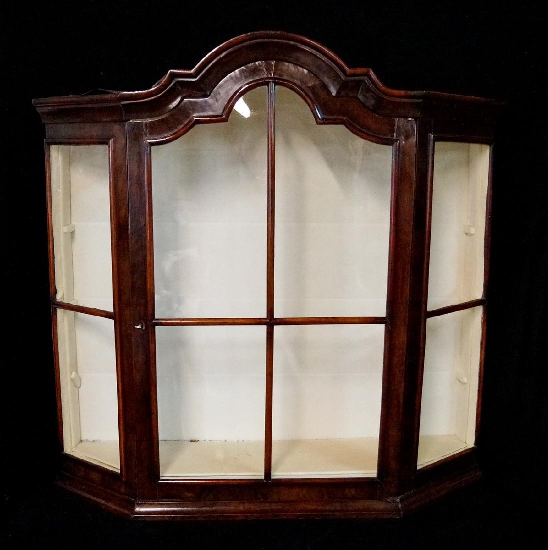 19TH C. HANGING VITRINE: 19TH C. CONTINENTAL HANGING WALL VITRINE 38"H 38"L 11"D