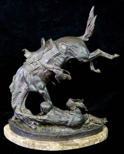 BRONZE GROUP: WICKED PONY 23"X16": BRONZE GROUP: WICKED PONY 23"X16" AFTER FREDERICK REMINGTON