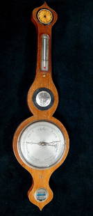 BAROMETER 19TH C. ENGLISH MAHOGANY: BAROMETER 19TH C. ENGLISH MAHOGANY 37"H