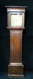 18TH C. ENGLISH TALL CASE CLOCK: 18TH C. ENGLISH TALL CASE CLOCK 75"H 18"W 10"D