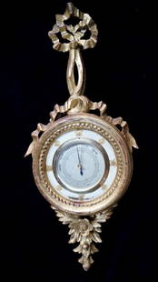 GILT FRENCH BAROMETER: GILT FRENCH BAROMETER 22"H