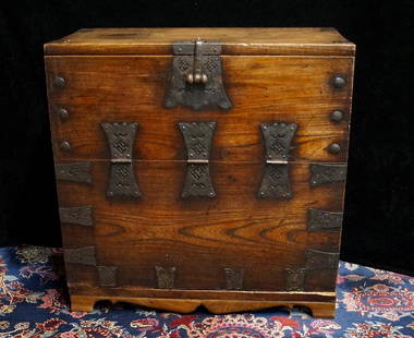 19TH C. ASIAN TANSU CHEST ON STAND: 19TH C. ASIAN TANSU CHEST ON STAND 36"H 36"W 20"D