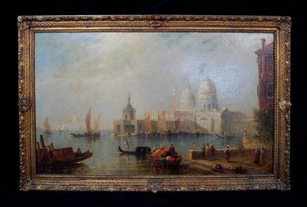 F. ZIEM SGN. OIL ON BOARD GRAND CANAL SCENE VENICE,