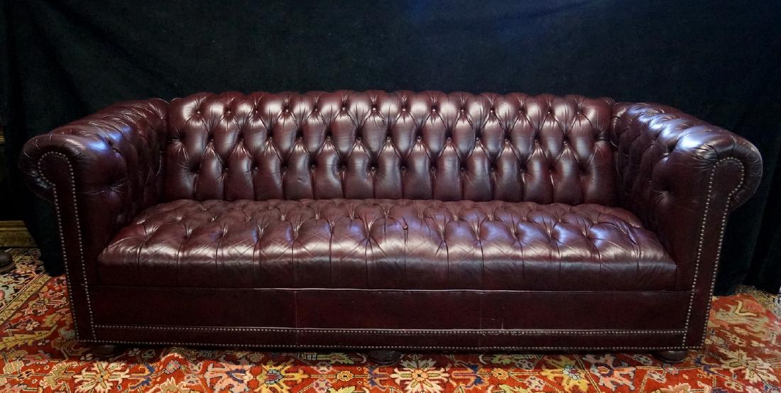 LEATHER CHESTERFIELD SOFA: LEATHER CHESTERFIELD SOFA 29 X 85 X 35