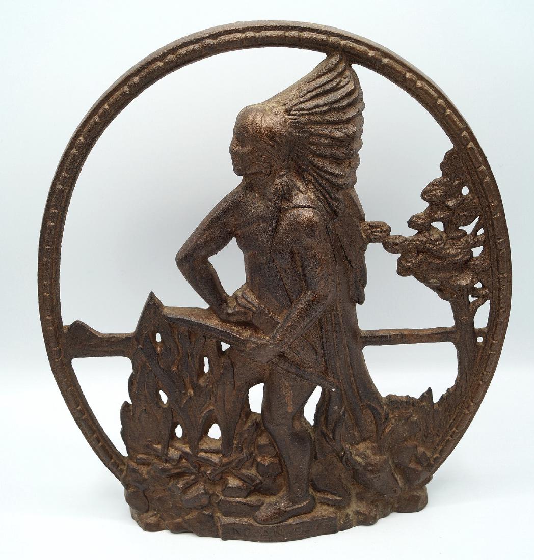 INDIAN FIGURAL METAL DOORSTOP: INDIAN FIGURAL METAL DOORSTOP 13" X 11.5"