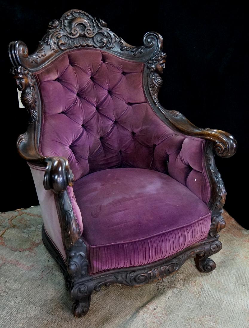 CARVED FIGURAL ARM CHAIR (1 of 6)