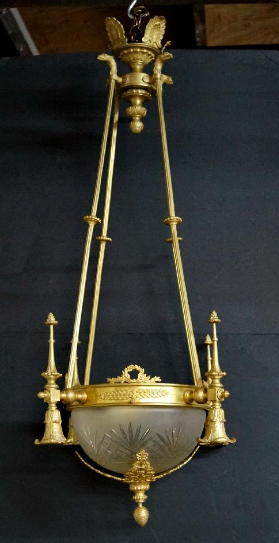 BRONZE & FROSTED GLASS FIXTURE 40'H: BRONZE & FROSTED GLASS FIXTURE 40'H