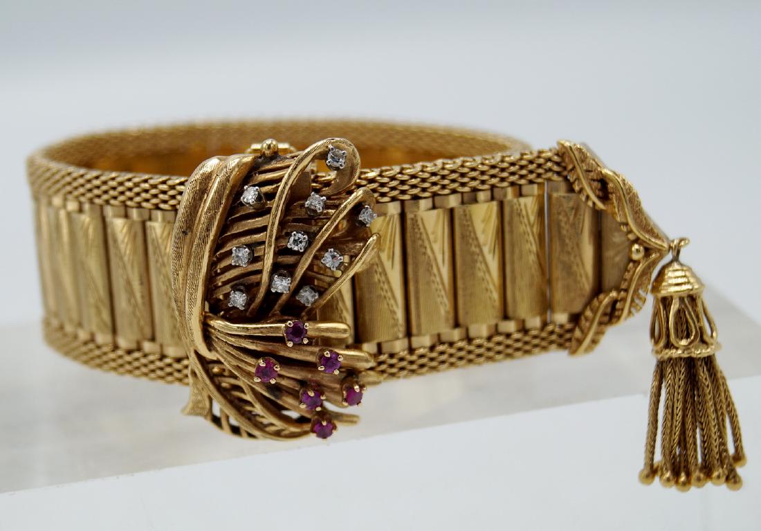 14KT LADIES WATCH W/DIAMOND & RUBIES (EUROPEAN) (1 of 3)