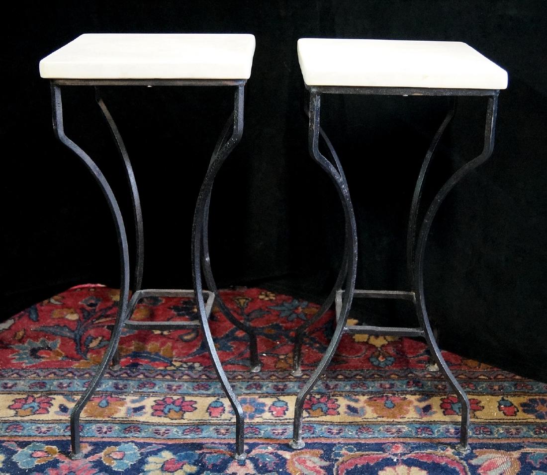 PR. WROUGHT IRON MARBLE TOP STANDS (1 of 4)