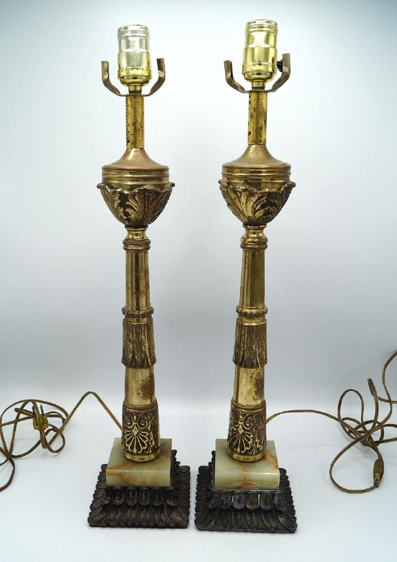 PR. BRONZE & ONYX LAMPS 22"H (1 of 3)