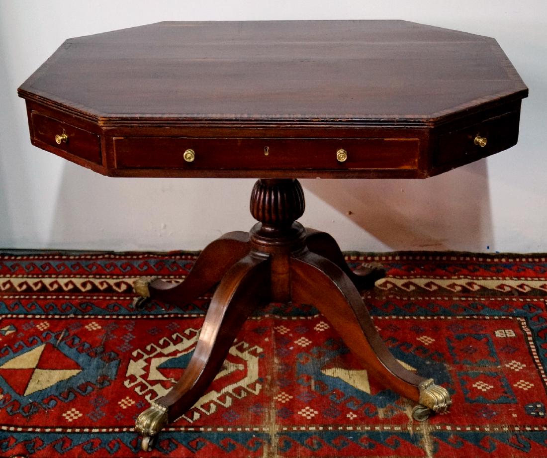 ANTIQUE REGENCY MAHOGANY OCTAGONAL CLAW FOOT RENT TABLE (1 of 10)