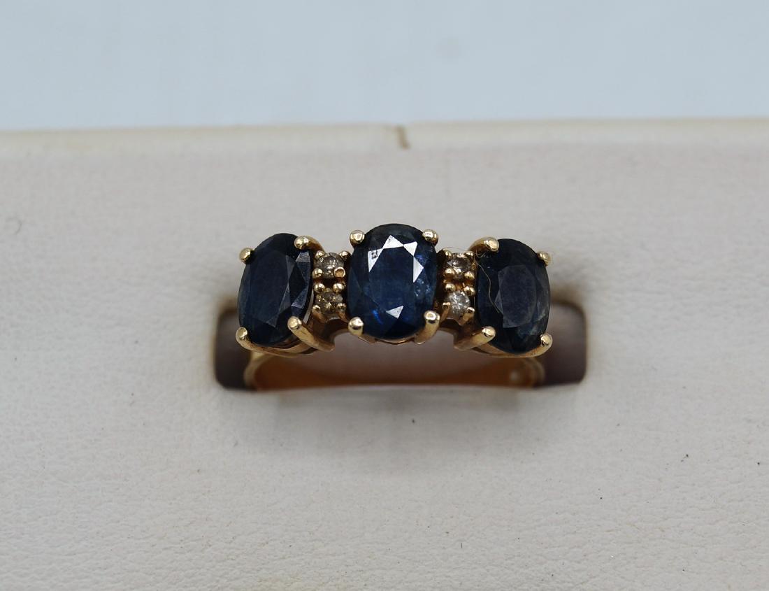 14K SAPPHIRE & DIAMOND RING  SIZE 7 (1 of 3)