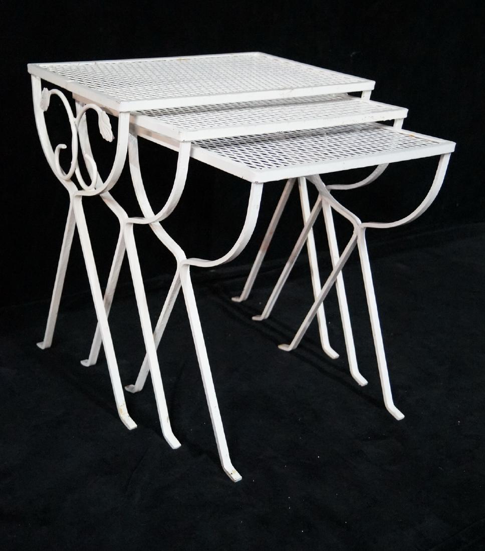 GROUP 3 WROUGHT IRON NESTING TABLES W/ LEAF MOTIF (1 of 3)