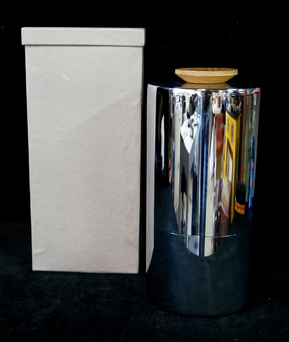 MID CENTURY CHRISTOFLE CHROME & WOOD CANISTER W/ BOX (1 of 5)