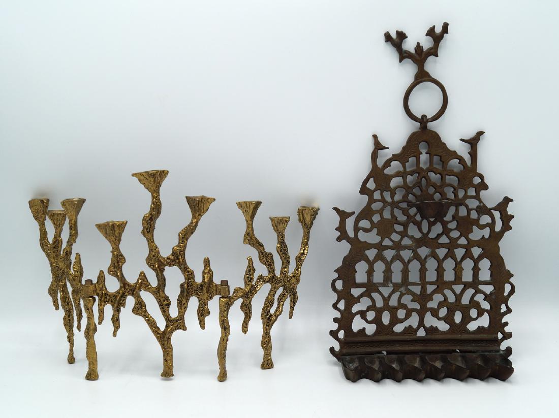 2 MENORAHS: 2 MENORAHS 8"H & 12"H