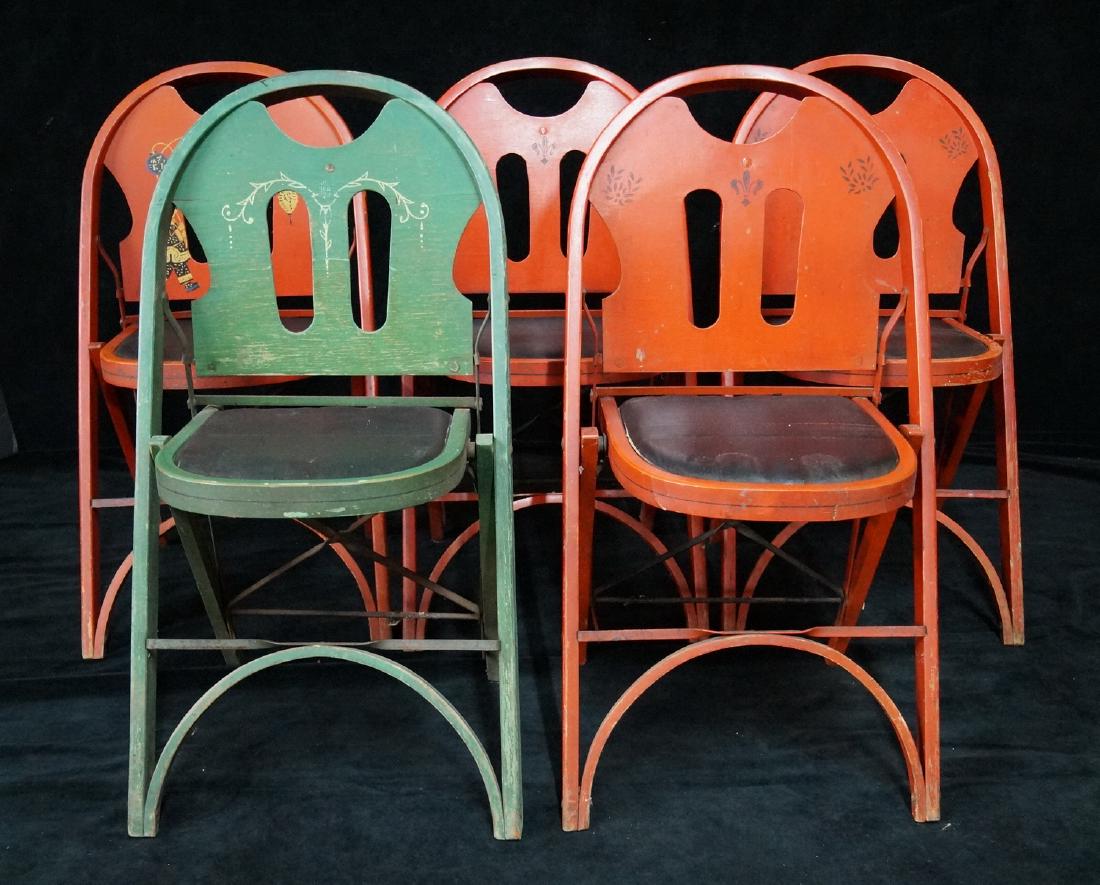 SET 5 1930"S WOOD BRIDGE CHAIRS (1 of 6)