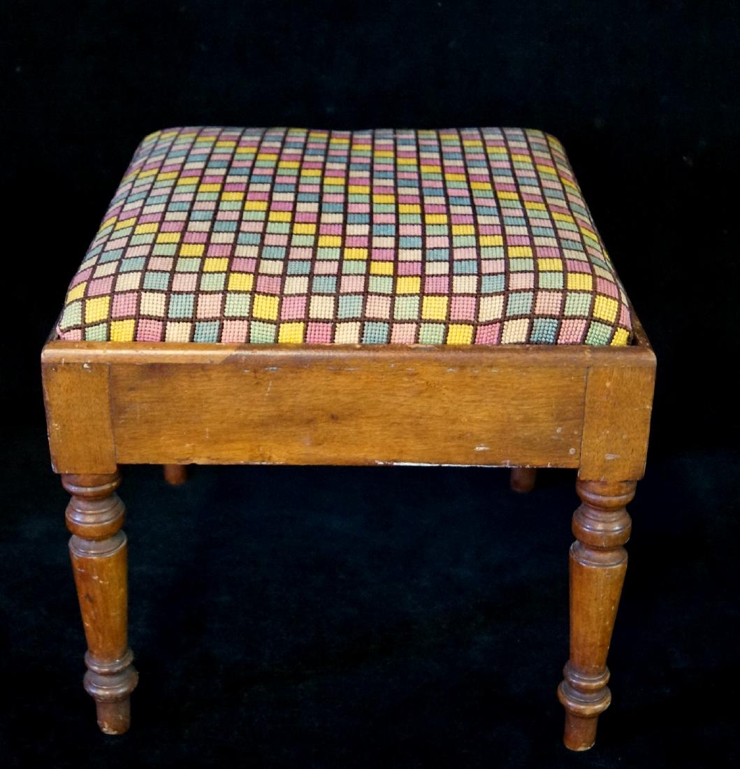 NEEDLEPOINT UPHOLSTERED STOOL (1 of 4)