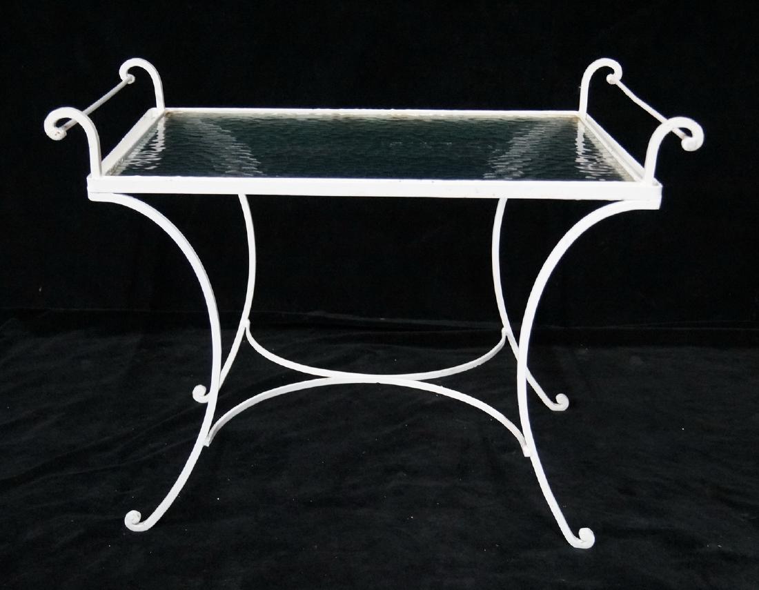 WROUGHT IRON & GLASS  TRAY TOP TABLE (1 of 5)