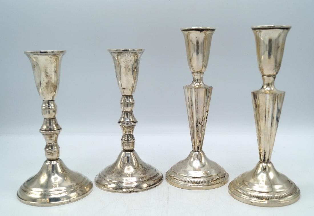 2 PAIRS STERLING SILVER CANDLESTICKS (1 of 6)