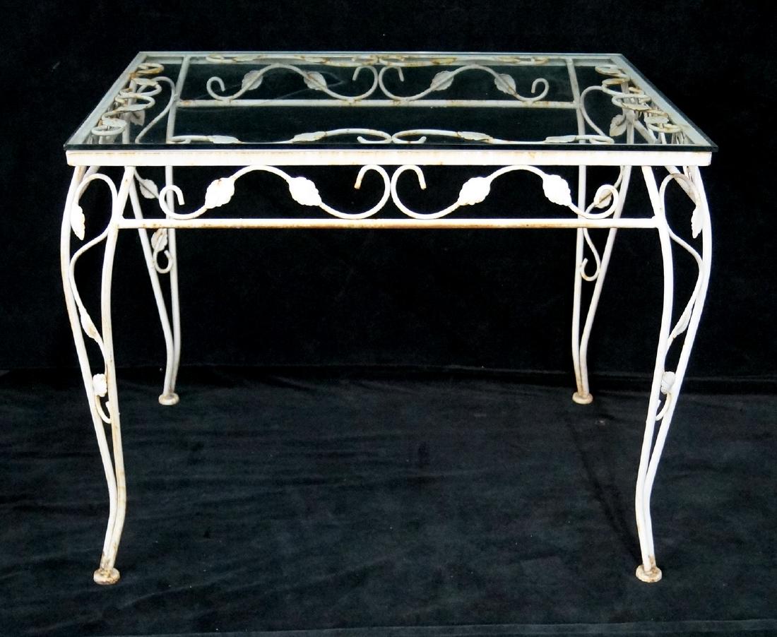 SALTERINI RECTANGULAR WROUGHT IRON TABLE W/ GLASS TOP (1 of 5)
